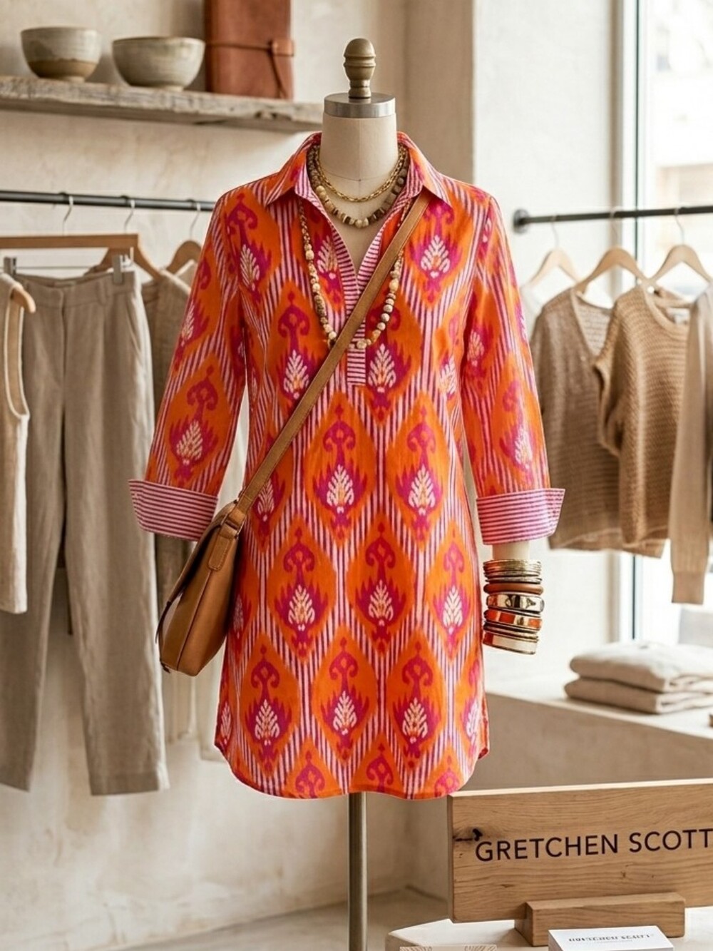 Gretchen Scott Vintage Ikat Tunic Dress- Handmade